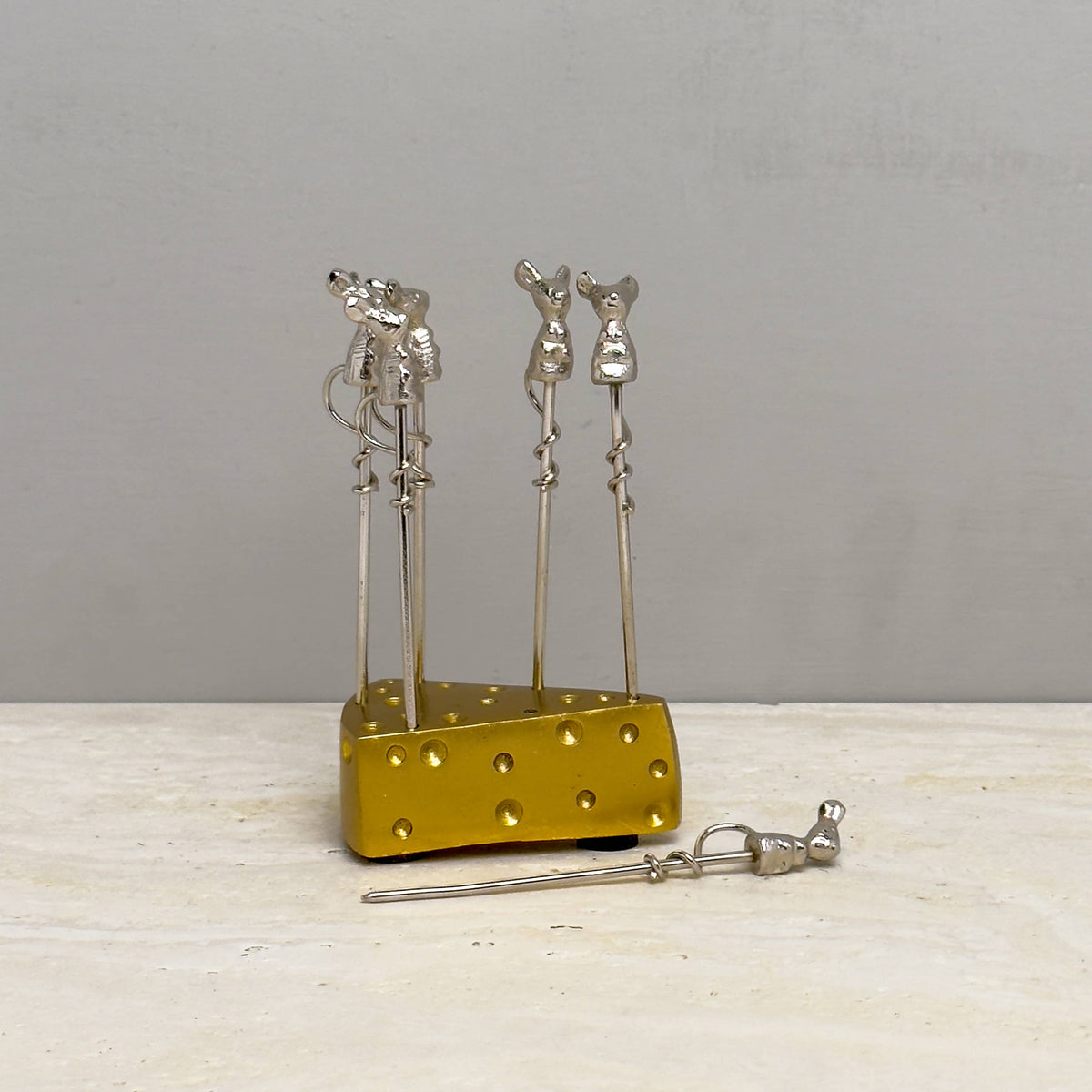 Gilded Mouse Cheese Pick Set