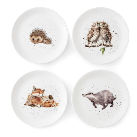 Wrendale Coupe Plates - Set of 4 (Badger, Hedgehog, Fox, Owl)