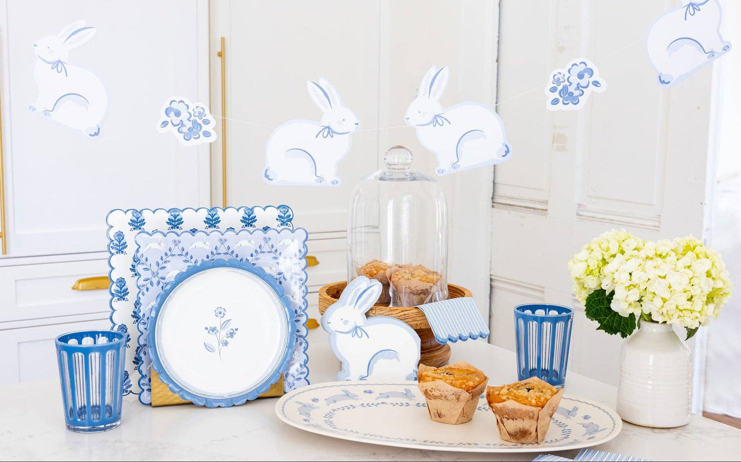 Blue Flower Block Print 10" Plate