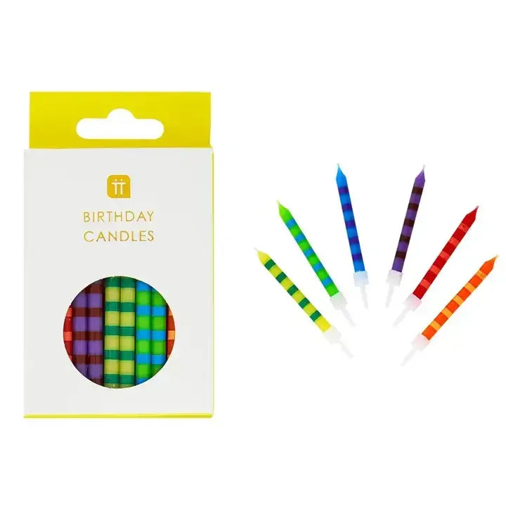 Striped Birthday Candles | 24 Pack | Birthday Party | - Marcel’s Culinary Experience