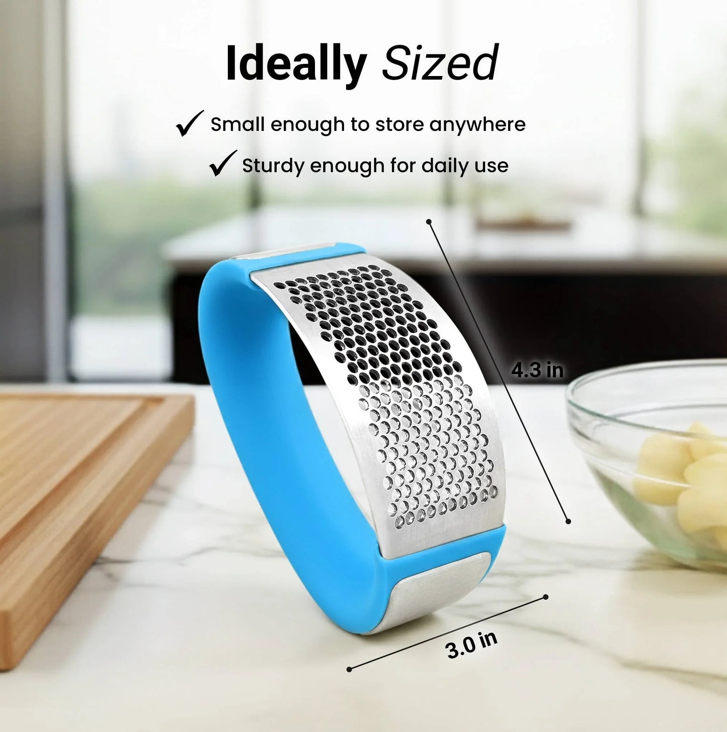 Garlic Press Rocker With Silicone Peeler & Scraper Set