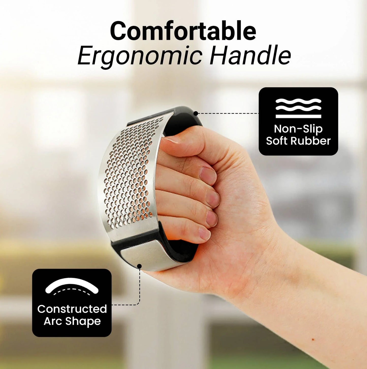 Garlic Press Rocker With Silicone Peeler & Scraper Set
