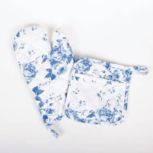 Blue Rose Oven Mitt Set - Marcel’s Culinary Experience