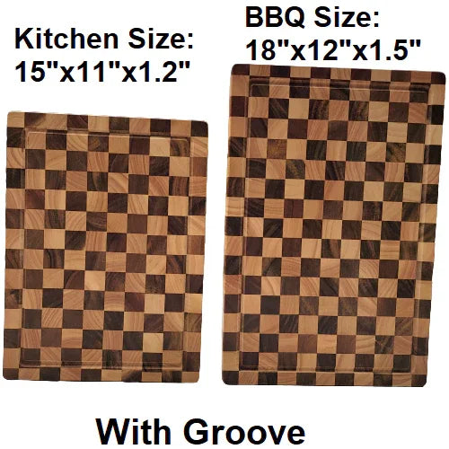 End Grain Checkered Cutting Board (Kitchen Size & BBQ Size) - Marcel’s Culinary Experience