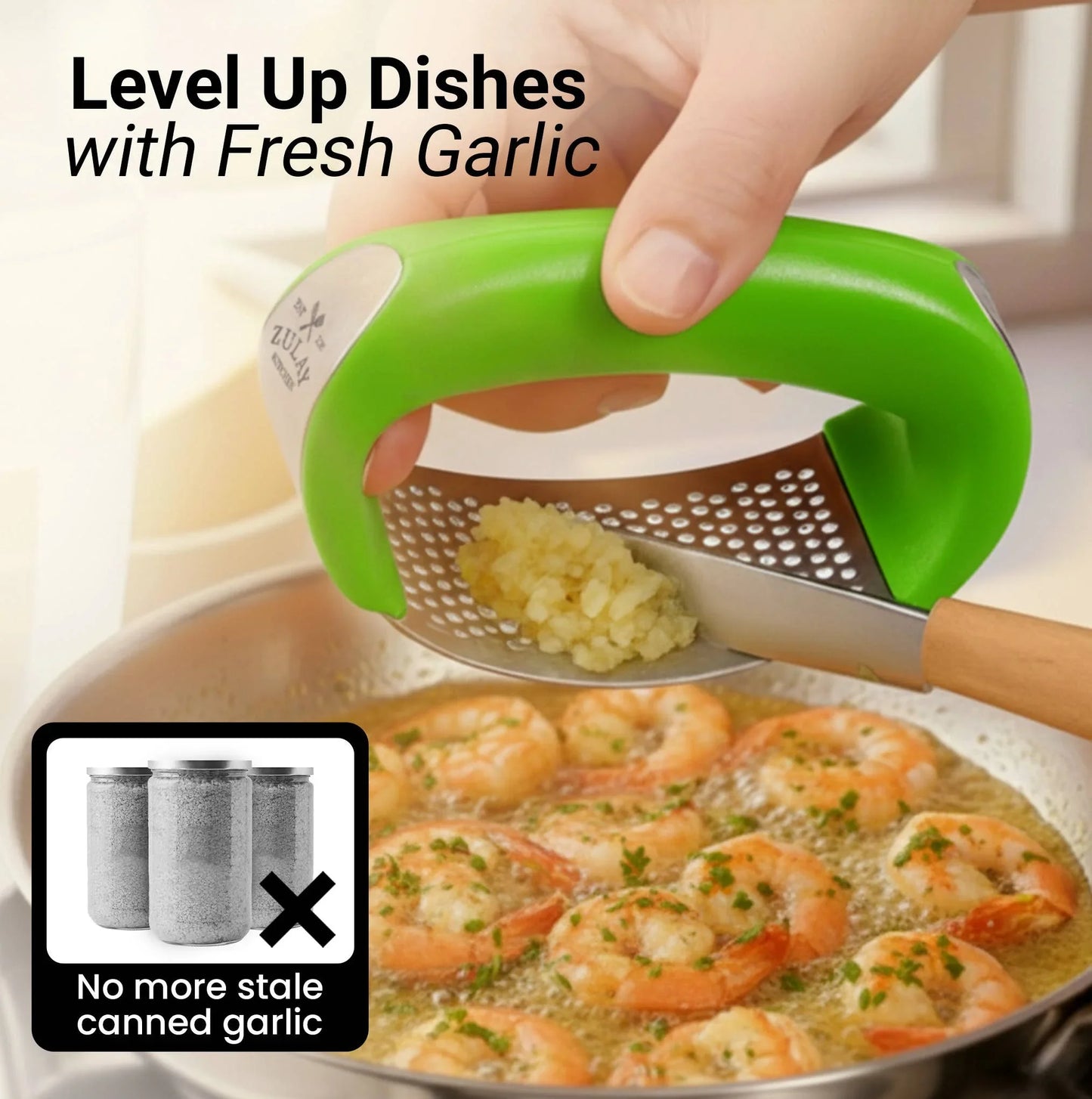 Garlic Press Rocker With Silicone Peeler & Scraper Set