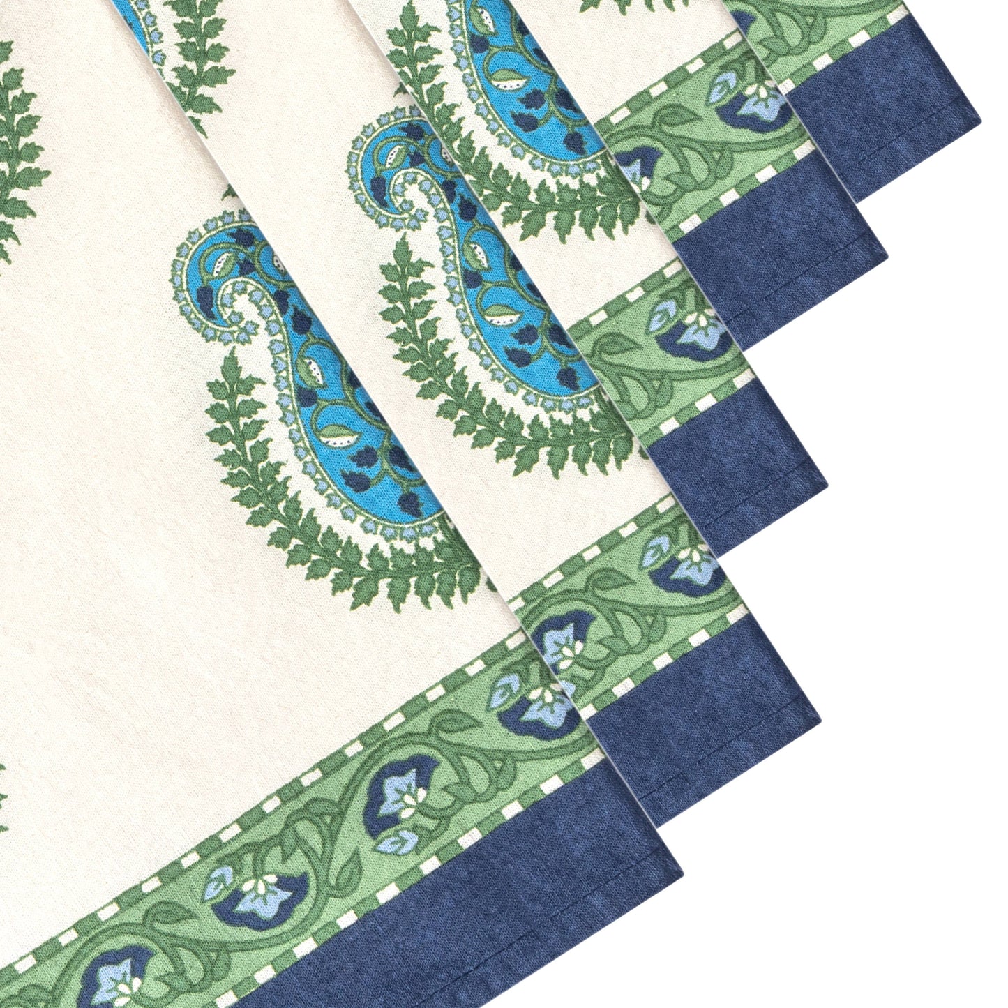 Couleur Nature Cassis Blue & Green Dinner Napkins - Hand-Printed Cloth Napkins Set of 6