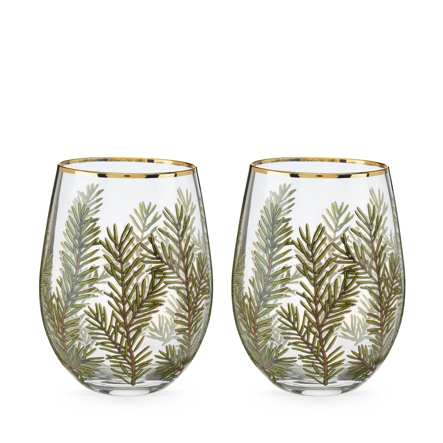 Gold Rimmed Woodland Stemless Wine Glasses Set of 2 - Marcel’s Culinary Experience