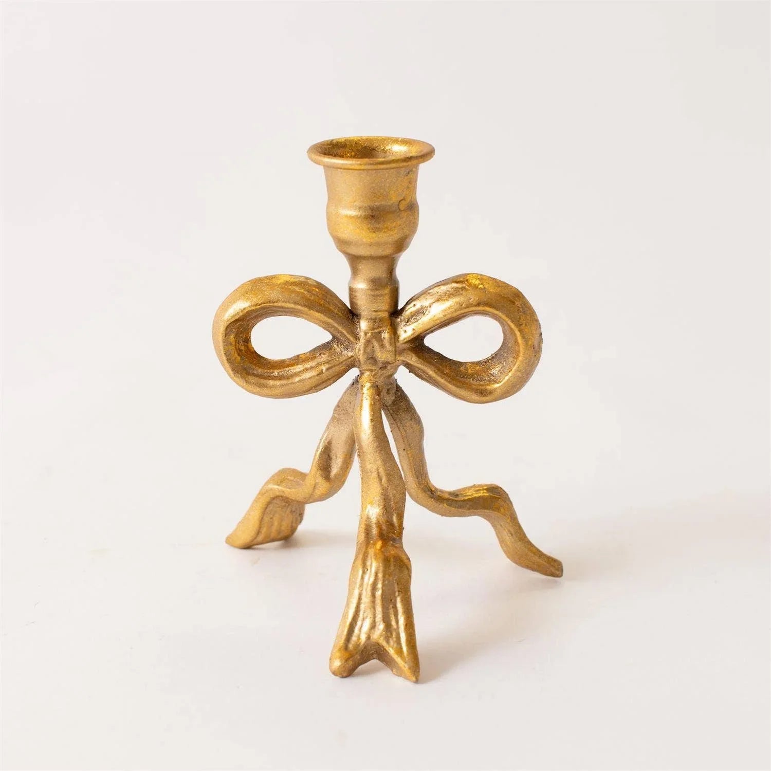 Candle Holder - Gold Metal Tied Bow - Marcel’s Culinary Experience