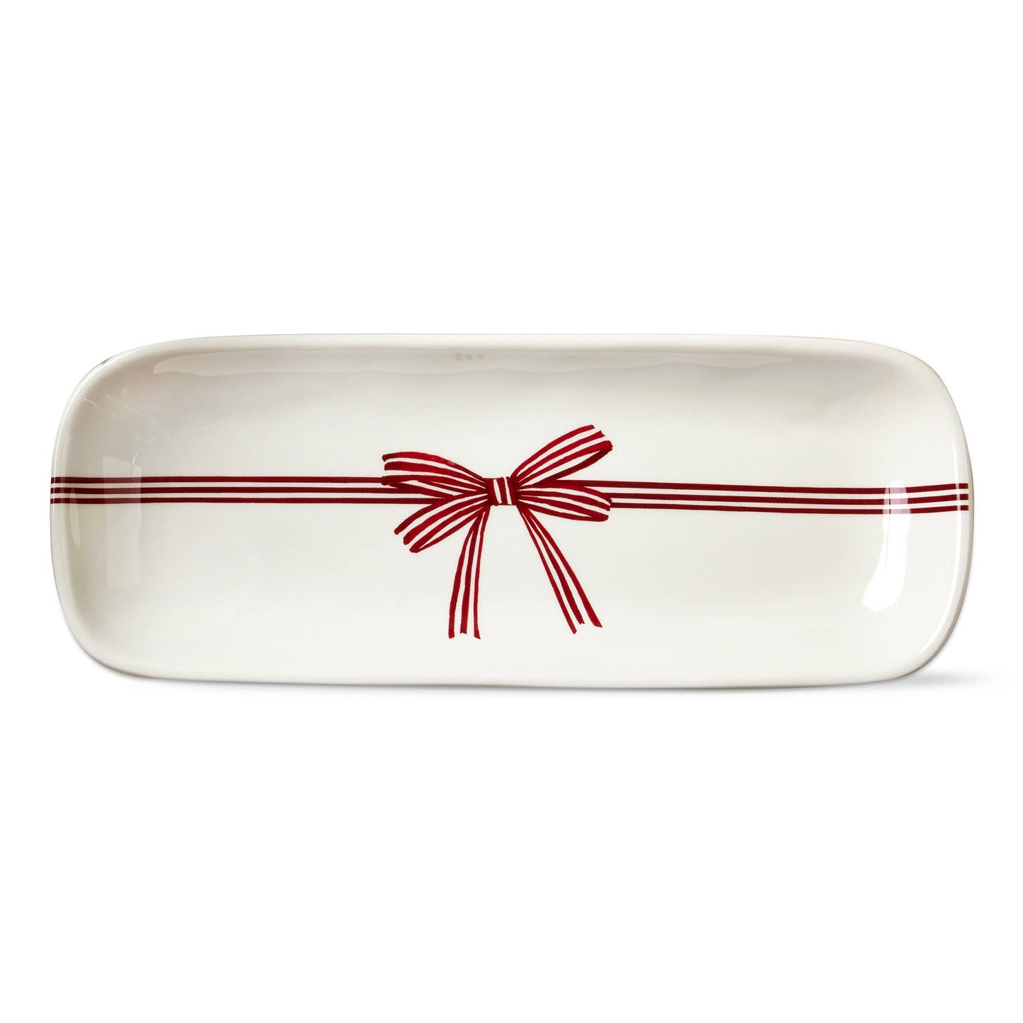 Red Bow Platter Small Earthenware Christmas Serveware