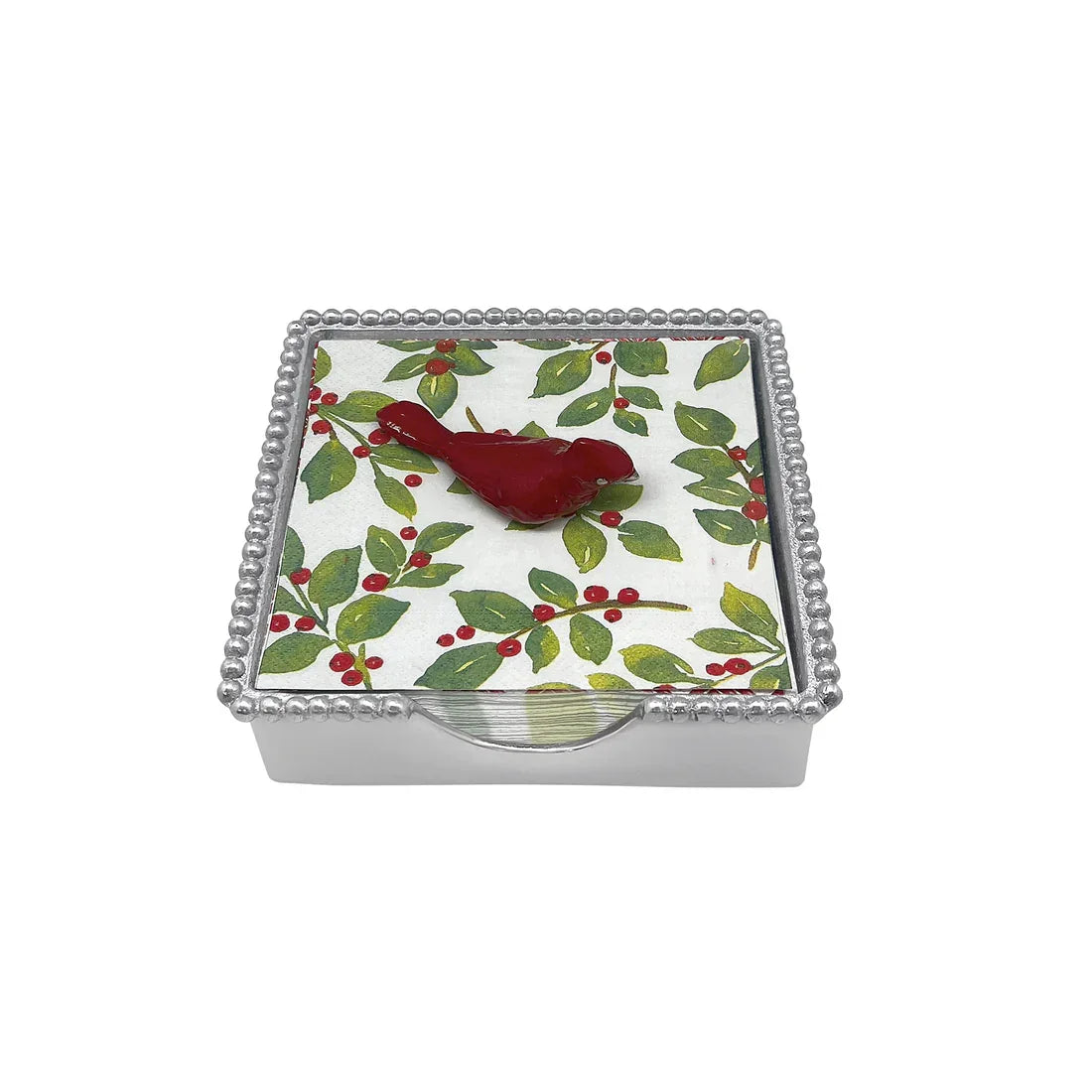 Red Cardinal Beaded Napkin Box - Marcel’s Culinary Experience