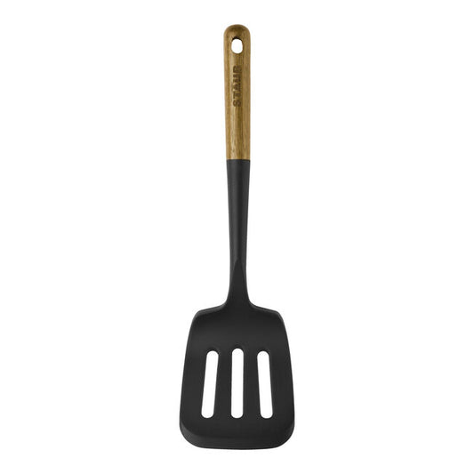 STAUB Silicone Slotted Turner with Acacia Wood Handle