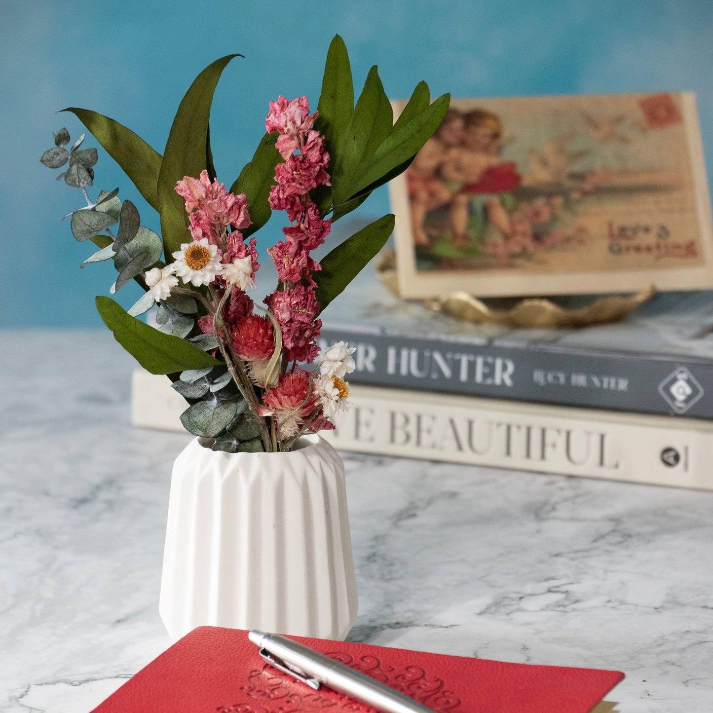 Eucalyptus & Pink Larkspur Mini Bouquet #57