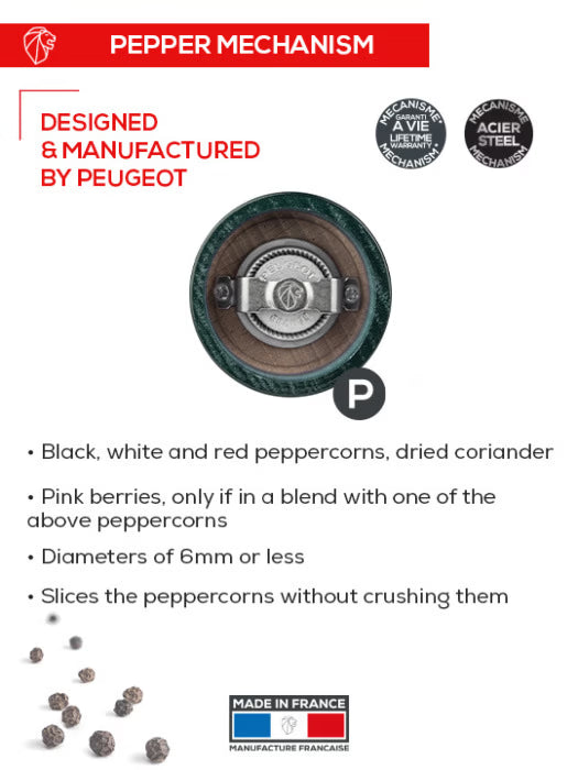 Peugeot Manual Pepper Mill in Forest Green Gloss Painted Wood - 4" - Marcel’s Culinary Experience