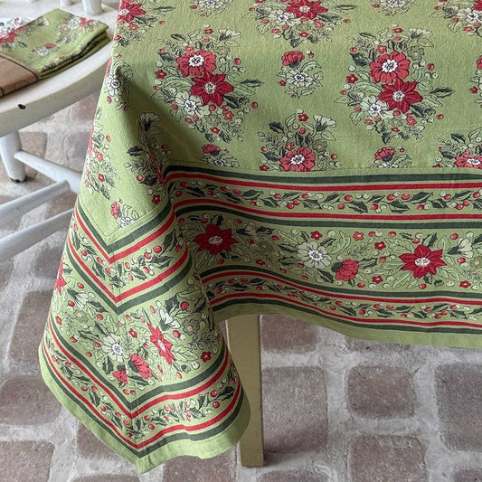 Holly & Berry Green Tablecloth