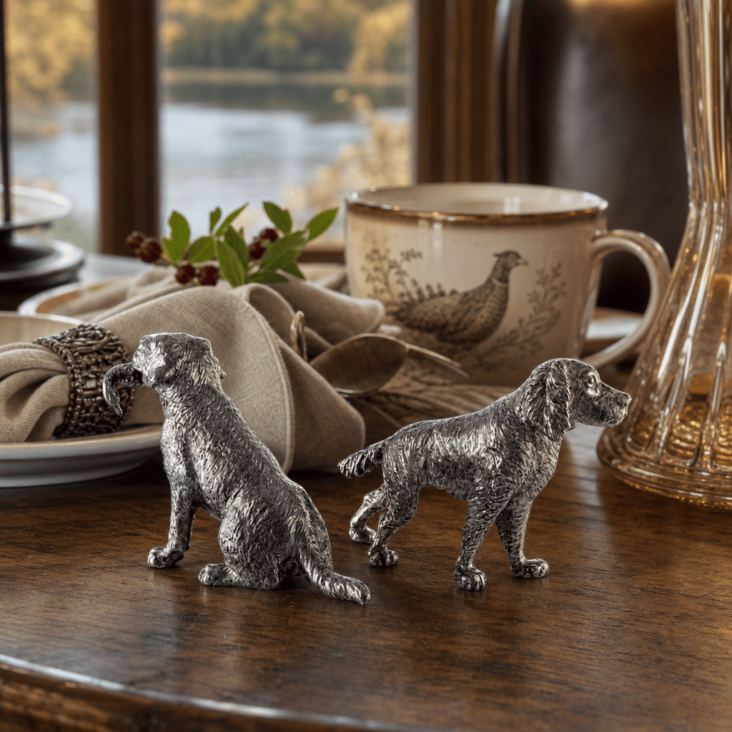 Pewter Hunting Dog Salt & Pepper Shakers