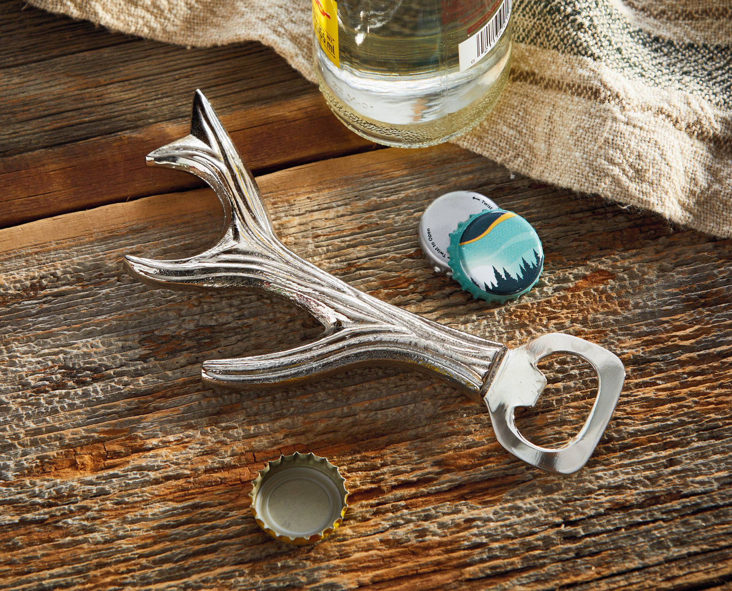 Antler Bottle Opener Silver Aluminum Christmas