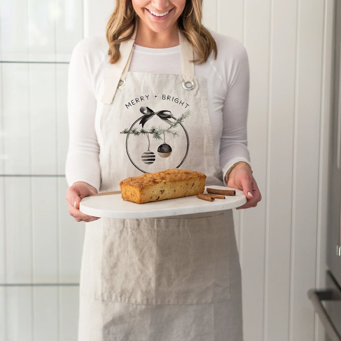 Merry + Bright Wreath Apron - Natural - Marcel’s Culinary Experience