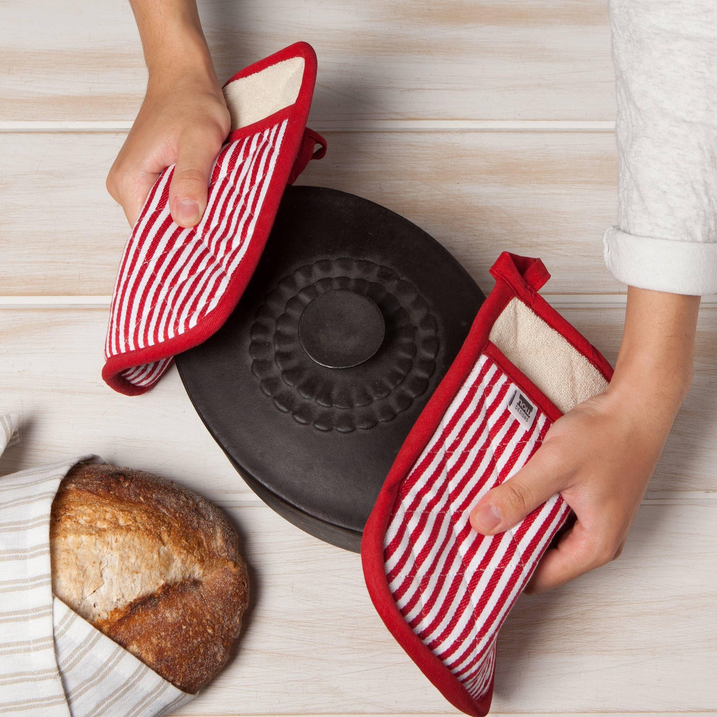 Superior Red Narrow Stripe Potholder - Marcel’s Culinary Experience