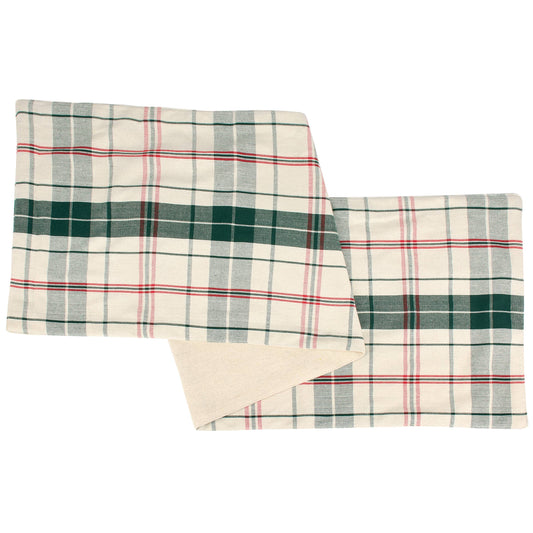 Red & Green Plaid Cotton Christmas Table Runner, 56 in.