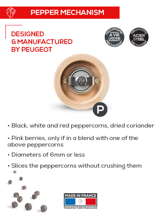 Peugeot Boreal Manual Pepper Mill, 5" | Sustainably Sourced Beechwood
