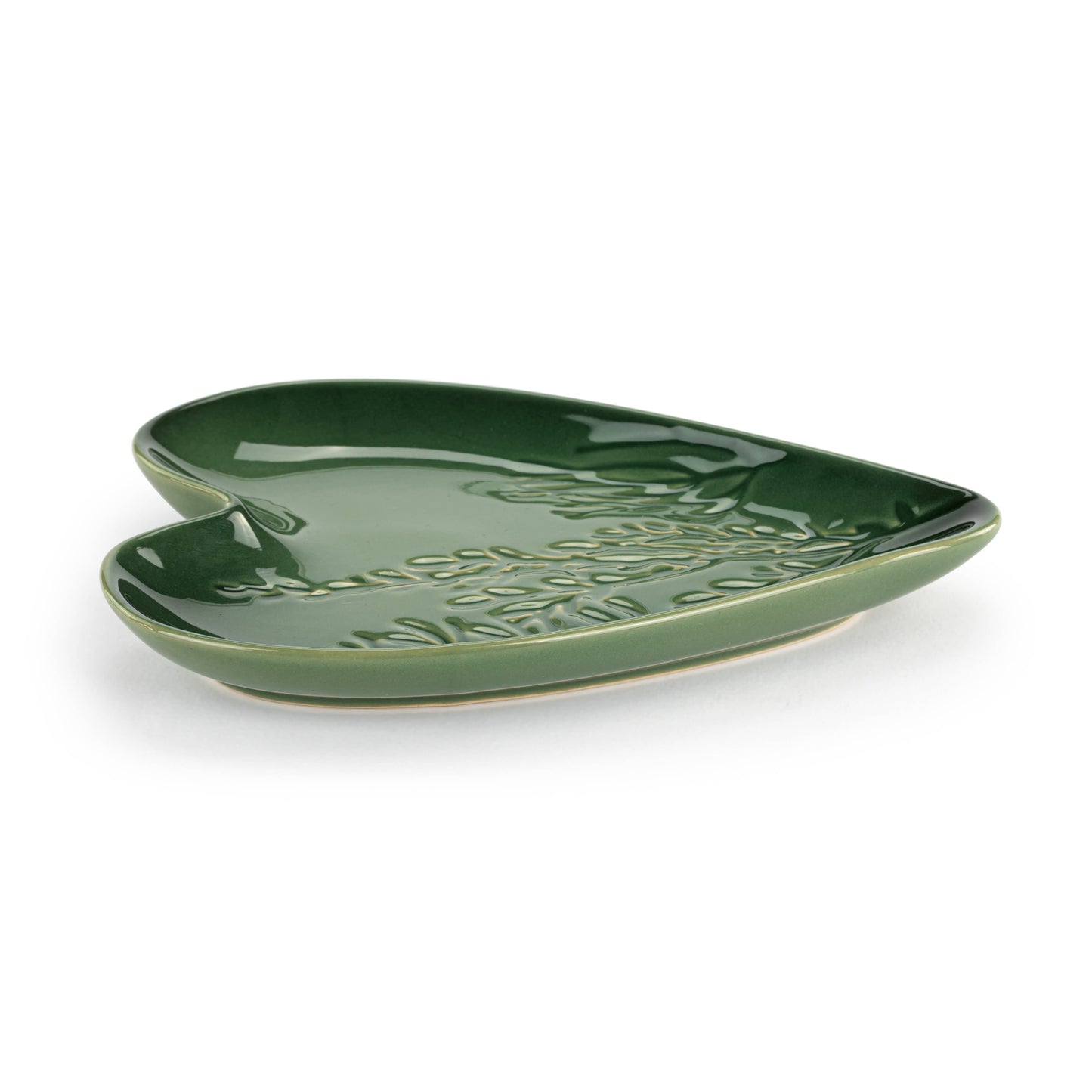 Green Pressed Floral Heart Spoon Rest