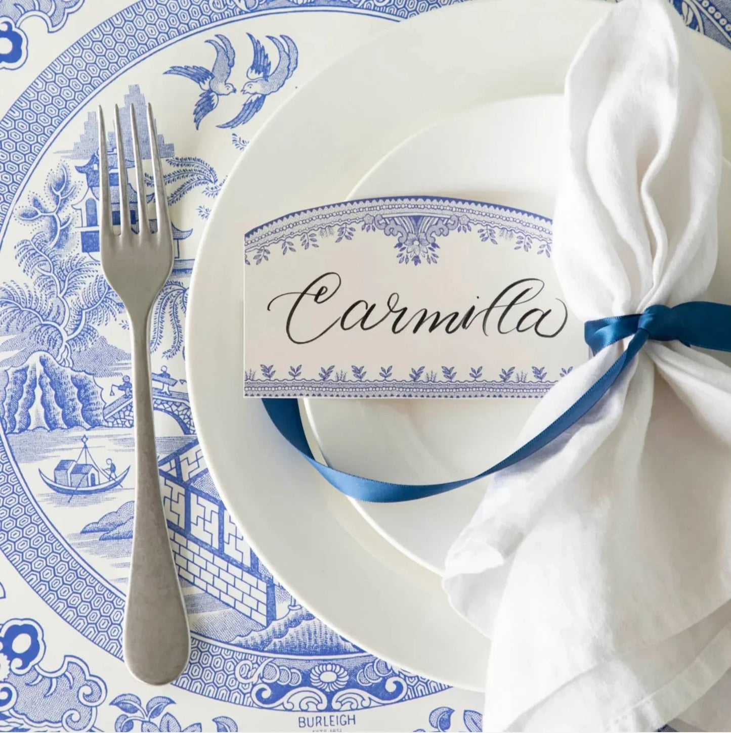 Hester & Cook Burleigh Blue Place Cards - Set of 12