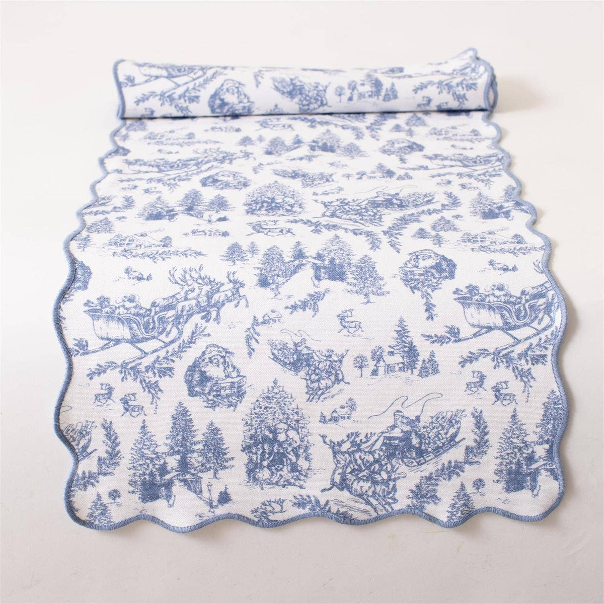Frosted Blue Pine Toile Table Runner | 72 Inch