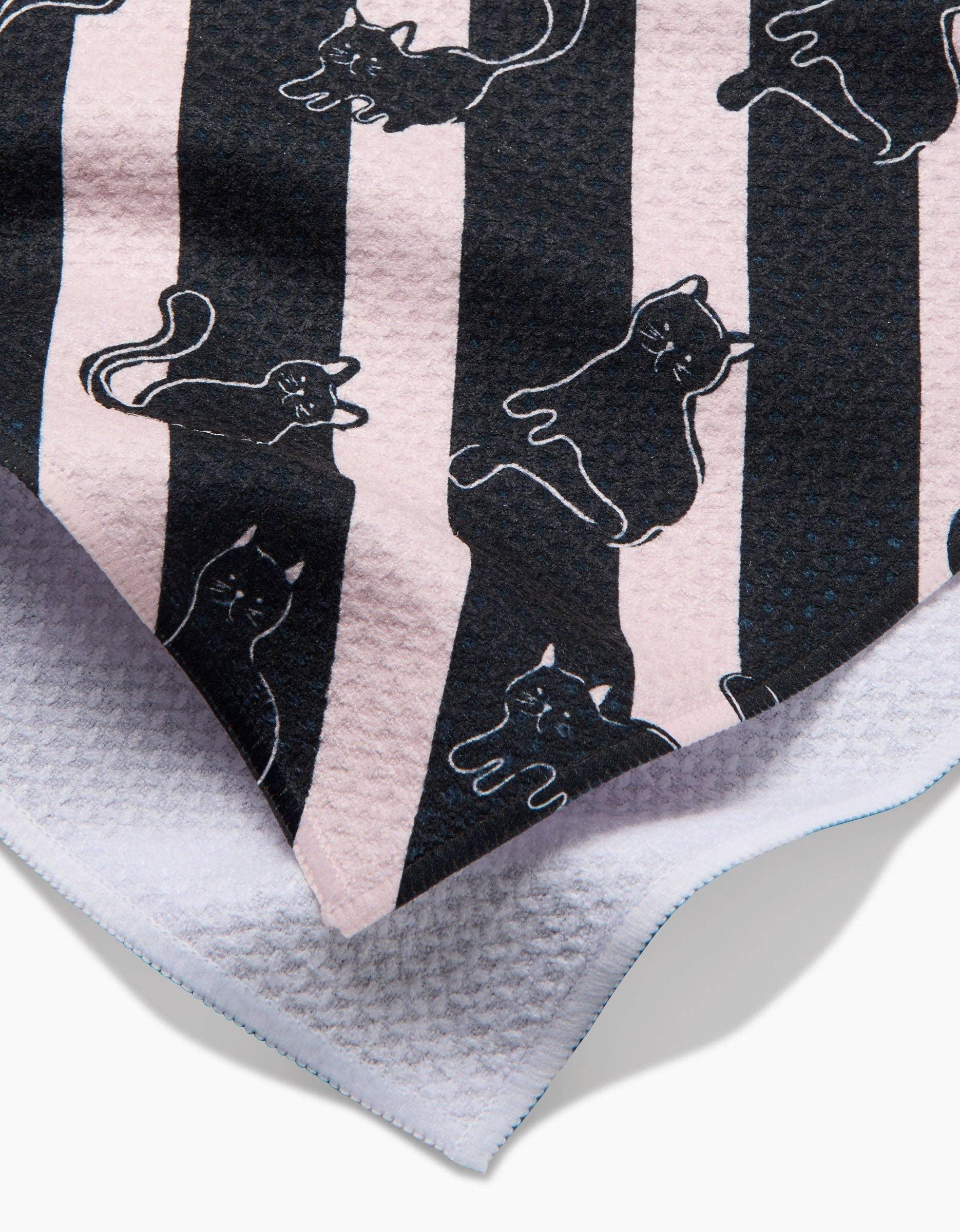 Geometry Striped Black Cats Tea Towel - Marcel’s Culinary Experience
