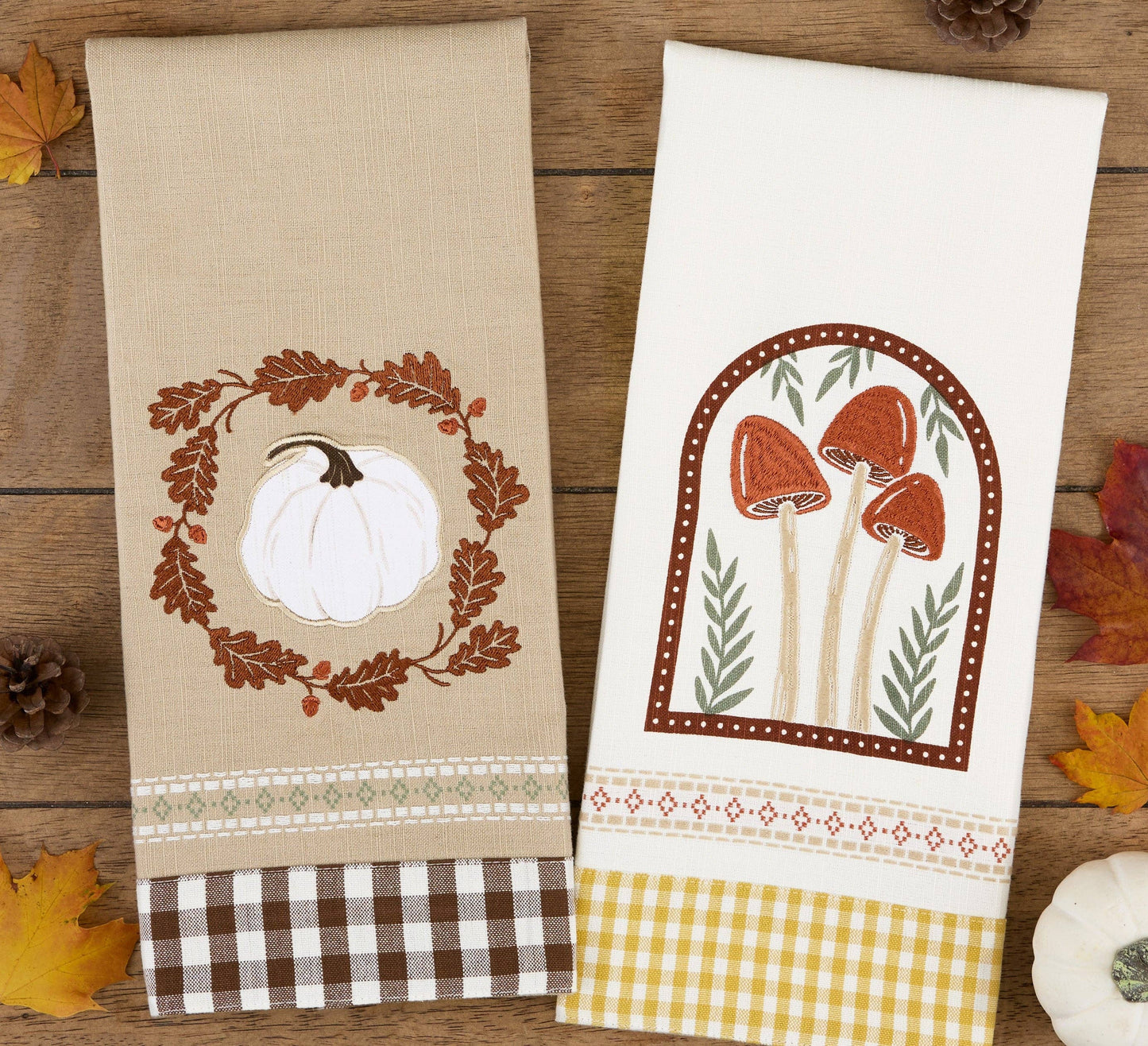 Autumn Pumpkin Embellished Dishtowel