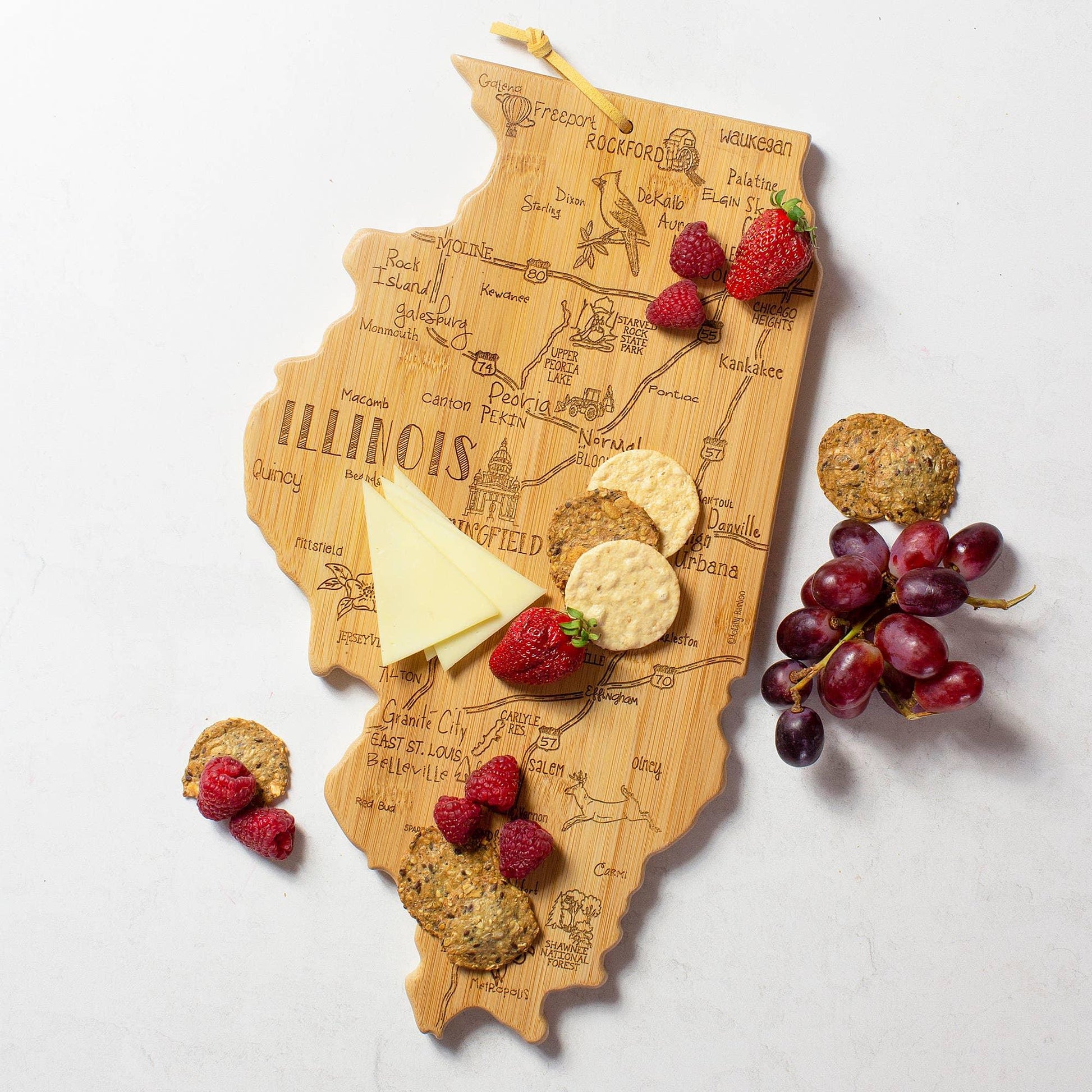 Destination Illinois Cutting Board with Engraved Artwork - Marcel’s Culinary Experience