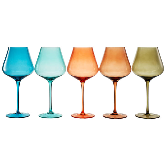 French Riviera Wine Glasses - Mediterranean Coastline - 20 oz