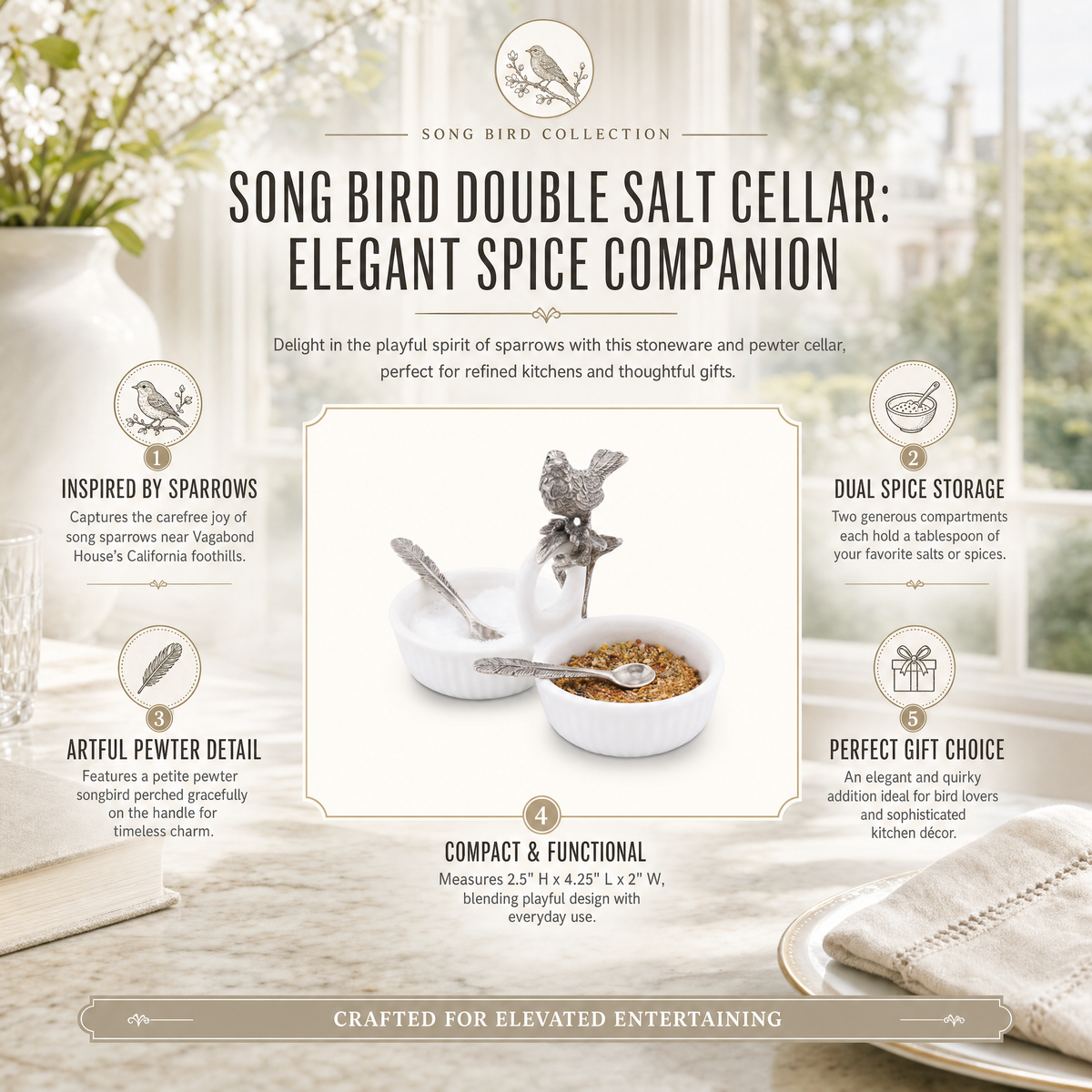 Songbird Double Salt & Spice Cellar