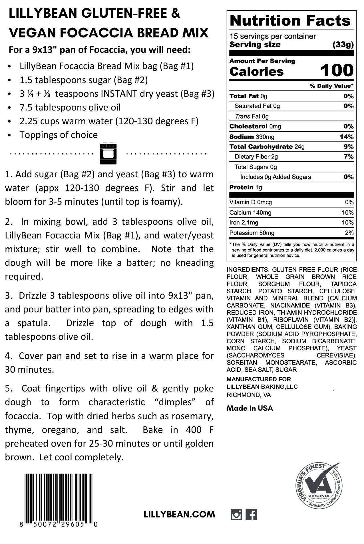 Focaccia Bread Mix (Vegan & Gluten-Free)