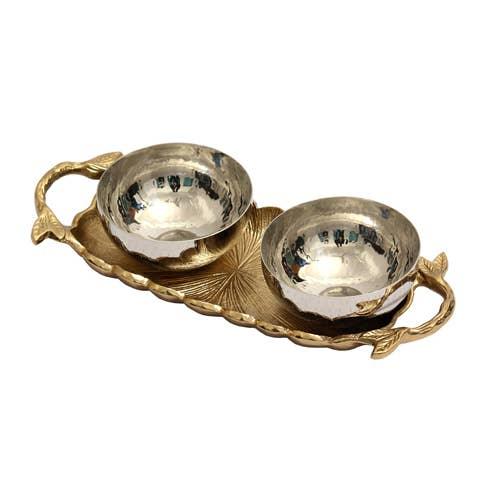 Gold Leaf Tray w/ Silver Bowls S/3 - Marcel’s Culinary Experience