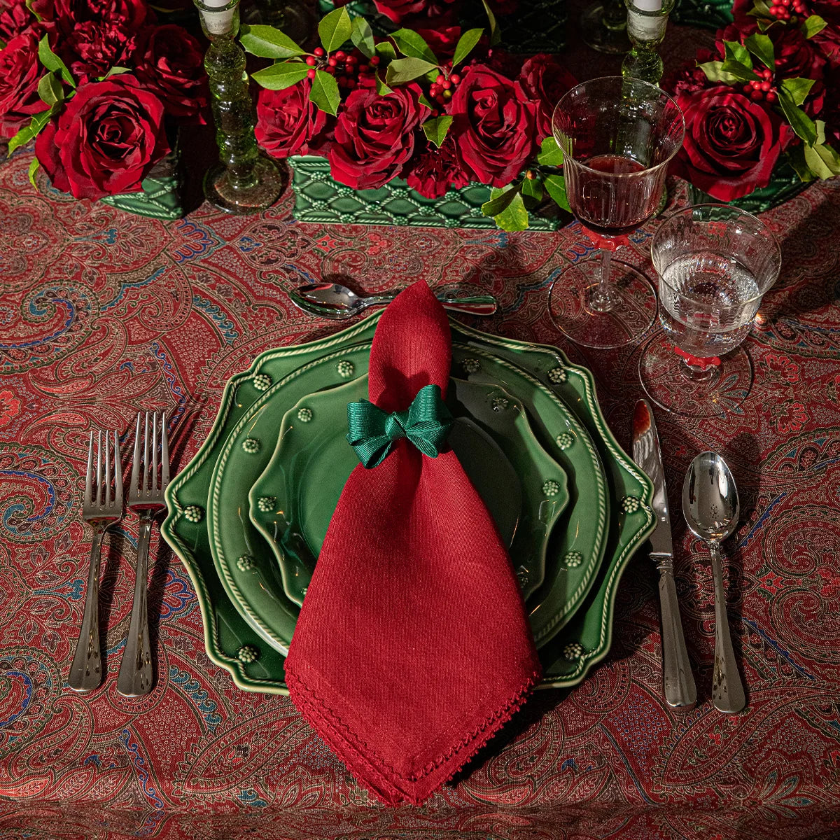 Juliska Paisley Tablecloth - Red, 60" x 120"