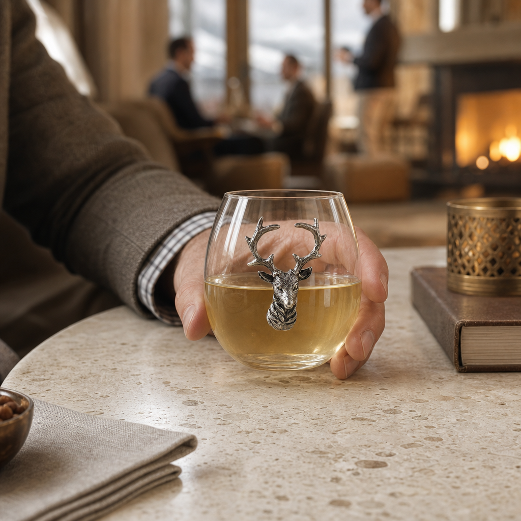 Crystal Elk Stemless Wine Glass