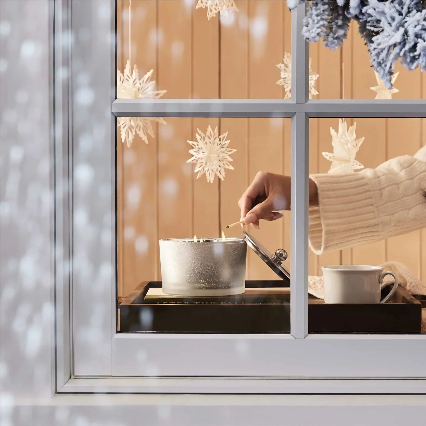 Thymes Frasier Fir Flocked 3-Wick Poured Candle - Marcel’s Culinary Experience