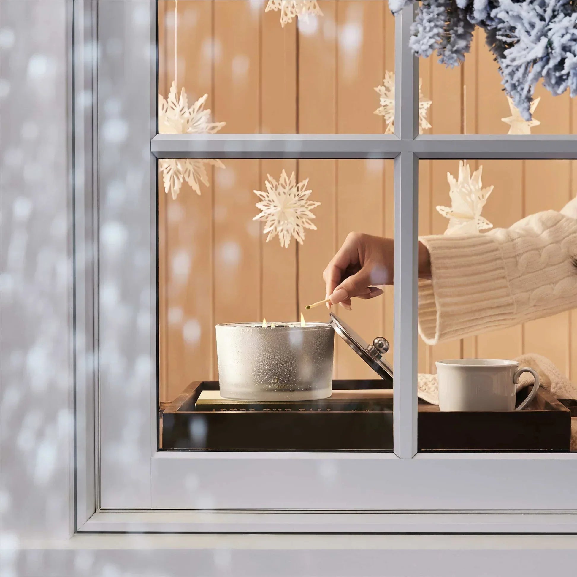 Thymes Frasier Fir Flocked 3-Wick Poured Candle - Marcel’s Culinary Experience