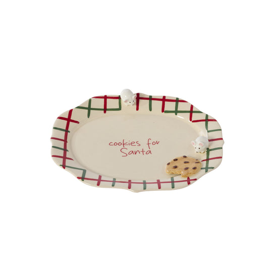 Hand-Painted Cookies for Santa Ceramic Platter | 10 Inch