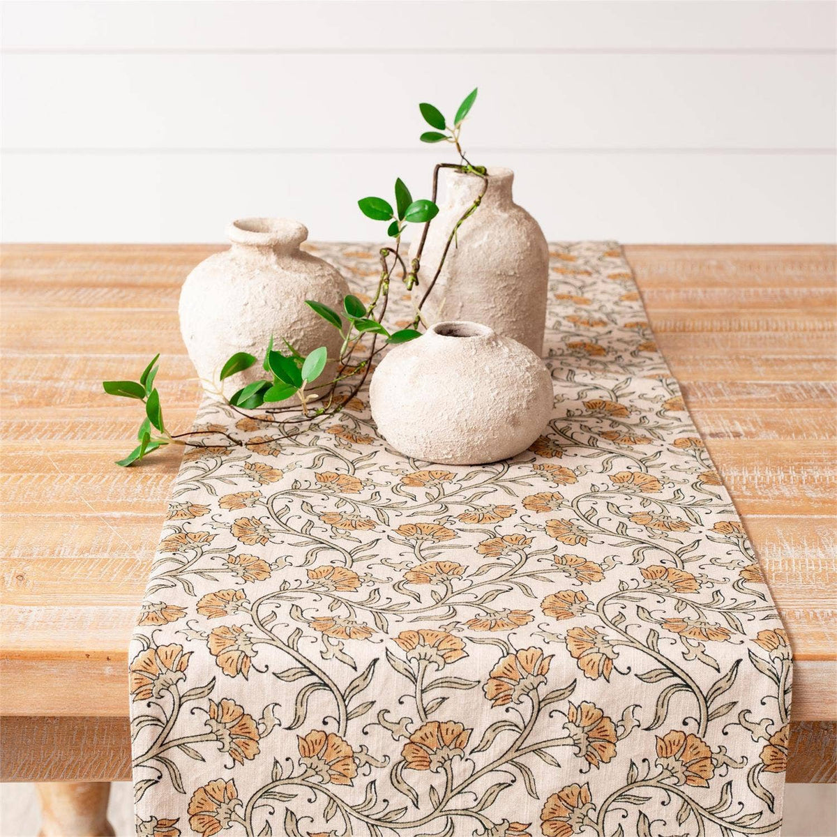 Dandelion Block Print Cotton Table Runner | 54 Inch
