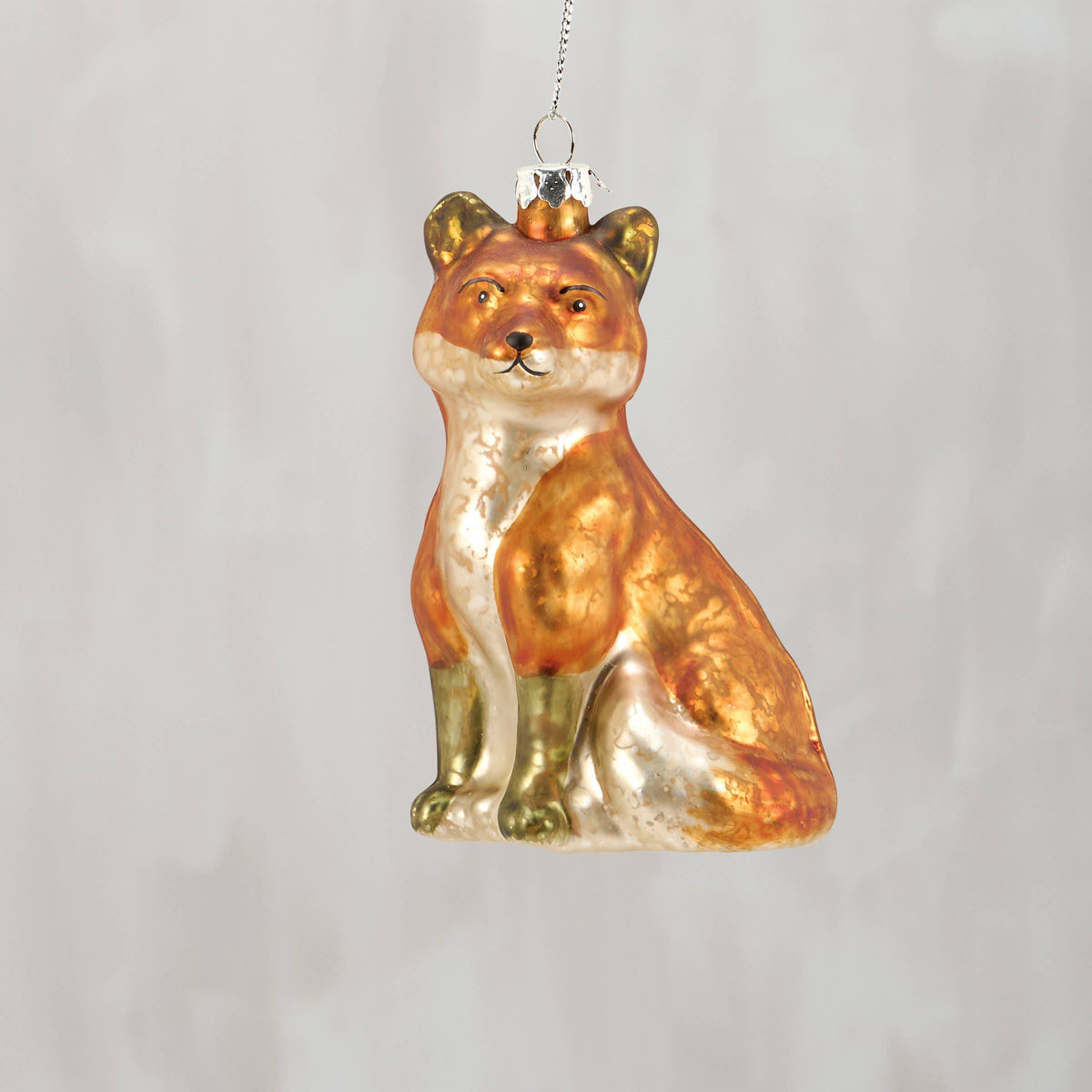 Vintage Fox Glass Christmas Ornament
