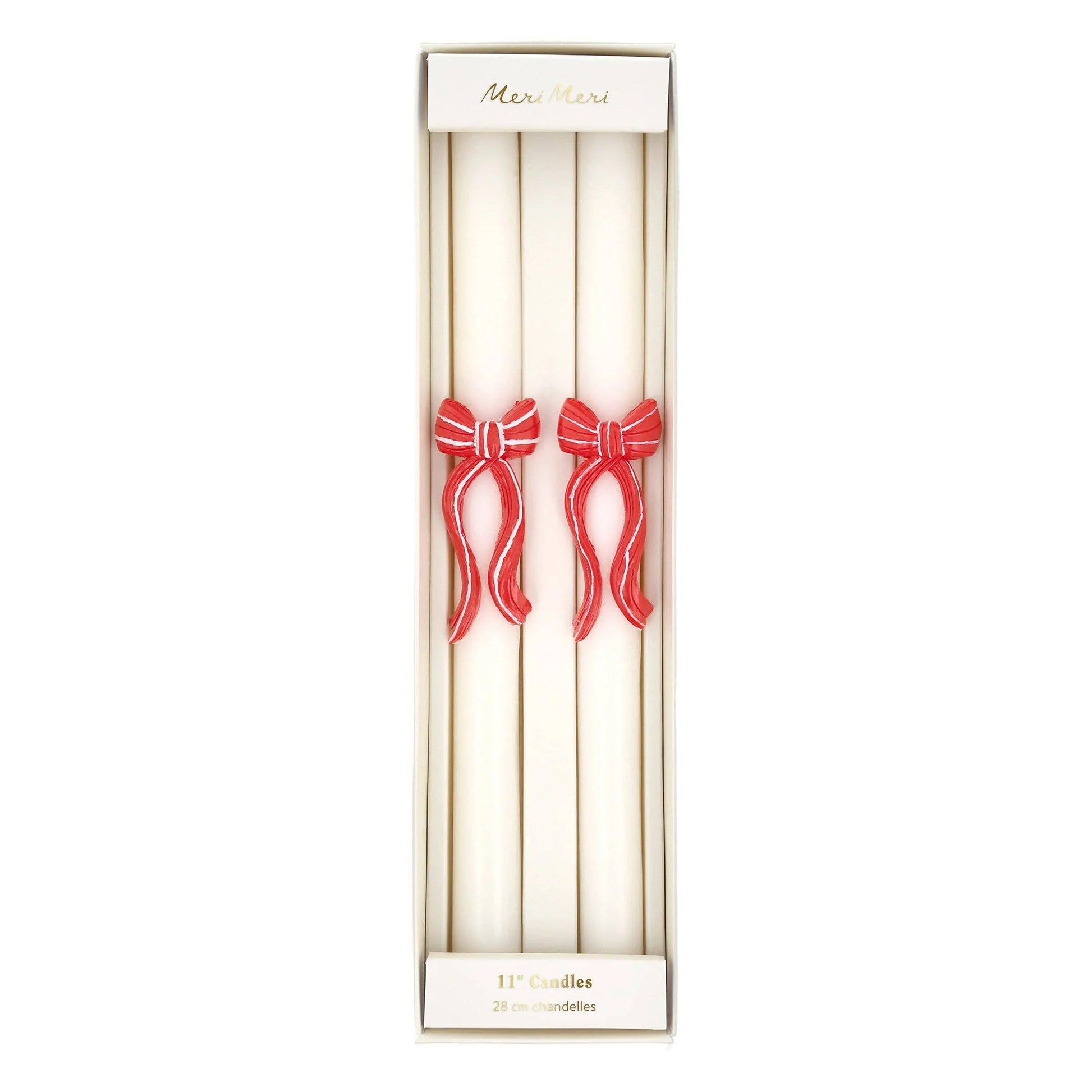 Red Stripy Bow Table Candles - Marcel’s Culinary Experience