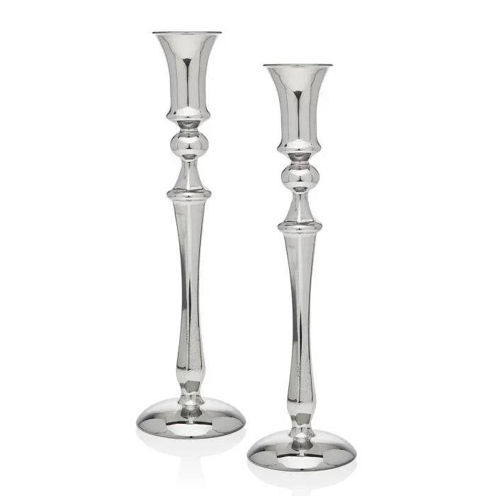 Classic Crystal Candlestick Pair 10" - Chrome Finish Non-Leaded Crystal