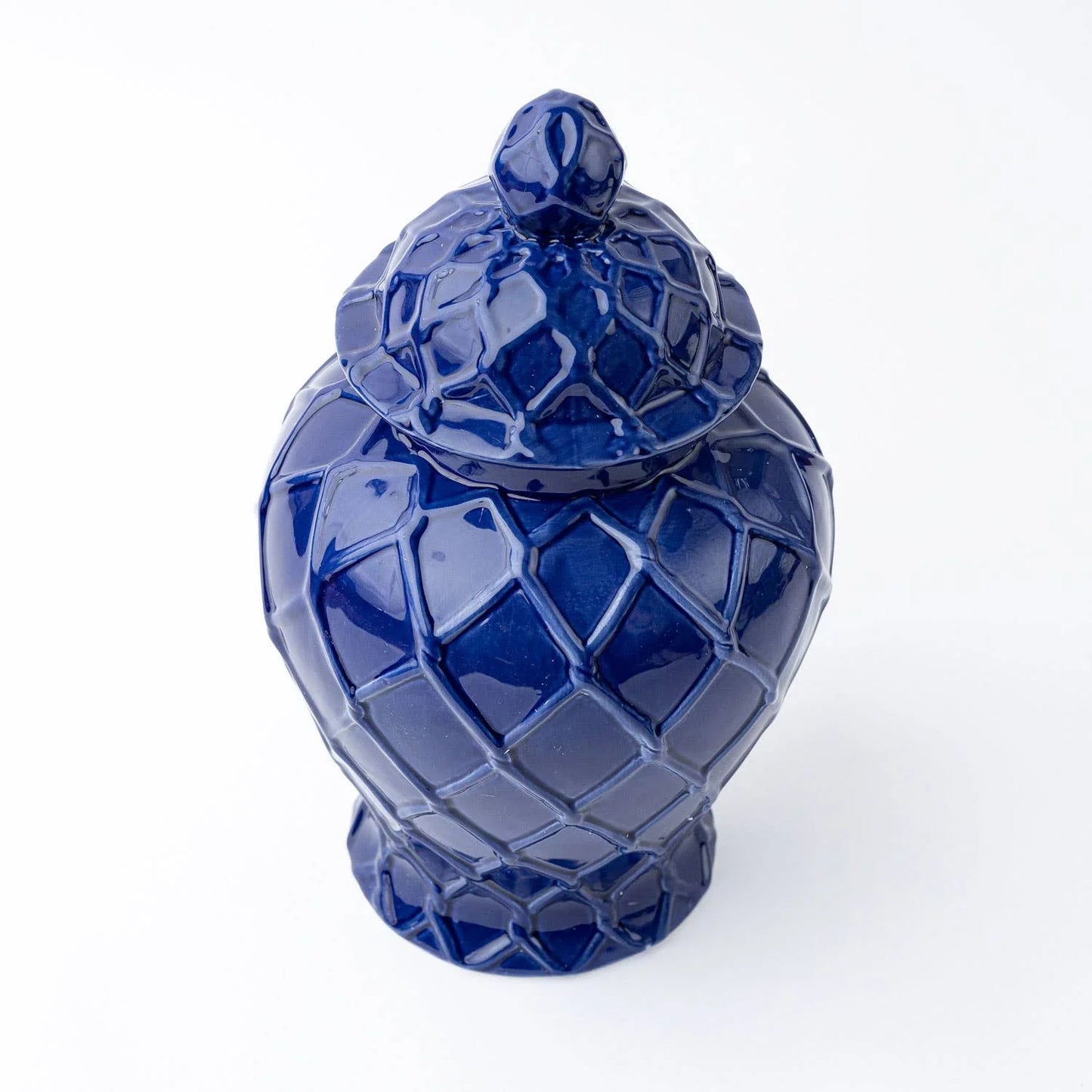 Navy Textured Ginger Jar - Large