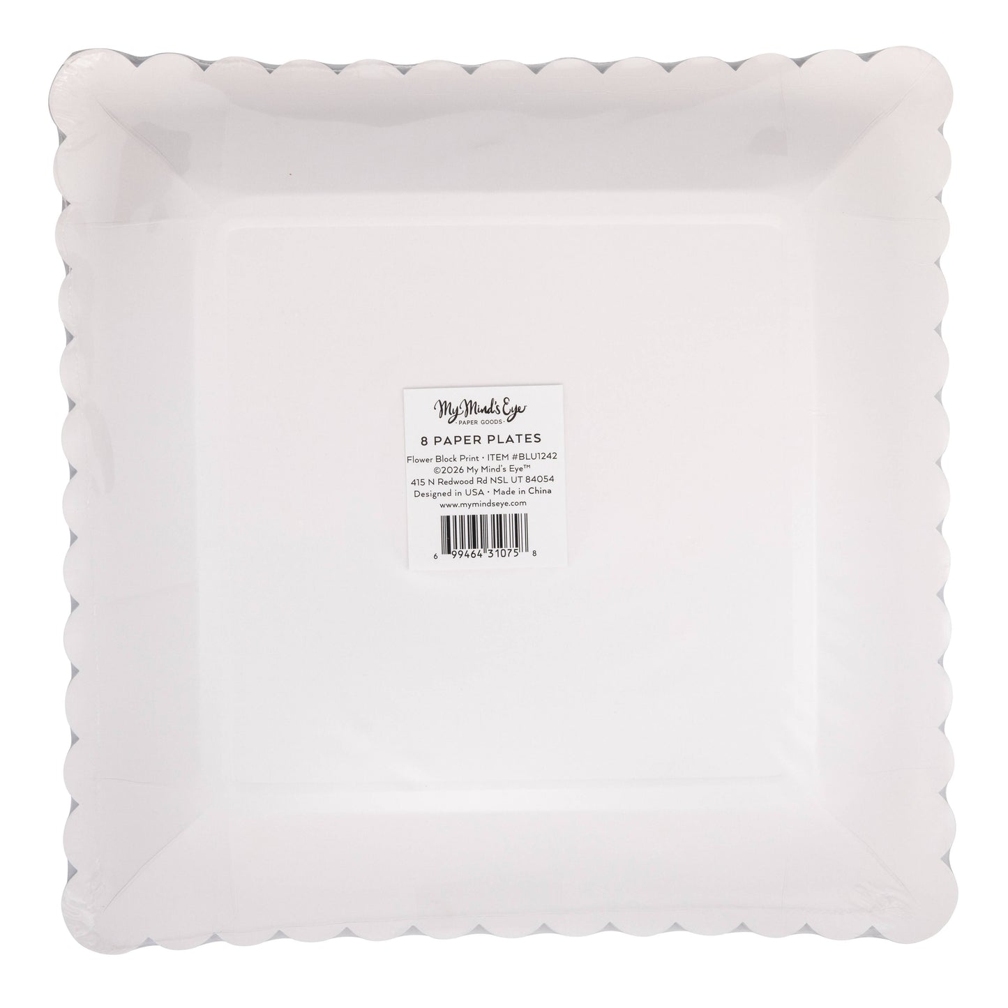 Blue Flower Block Print 10" Plate