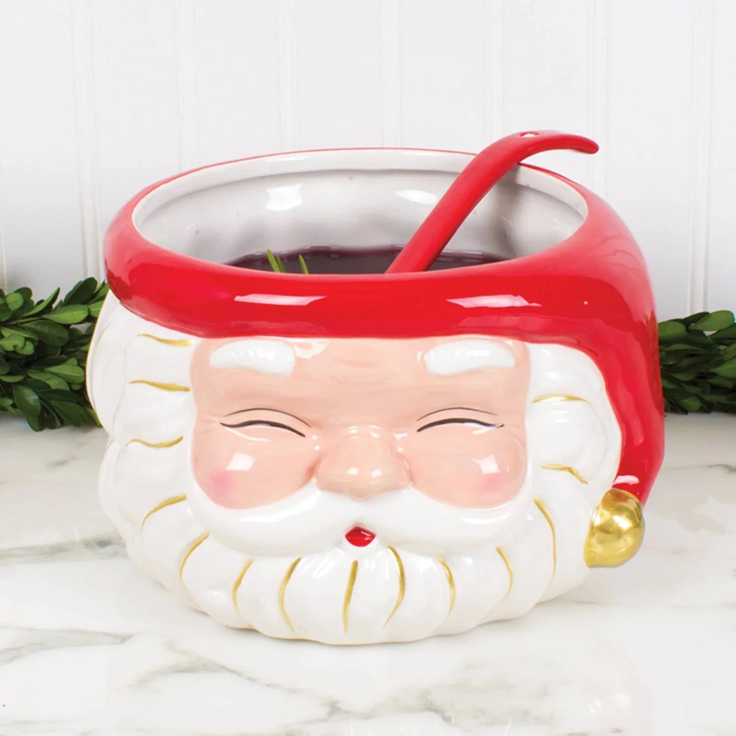 Red Santa Punch Bowl & Ladle - Marcel’s Culinary Experience