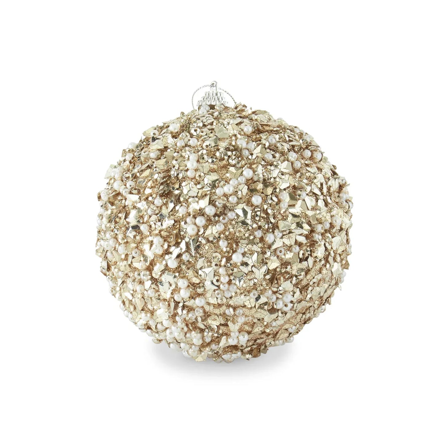 Sequins & Beads Shatterproof Ornament, 5" (Champagne) - Marcel’s Culinary Experience
