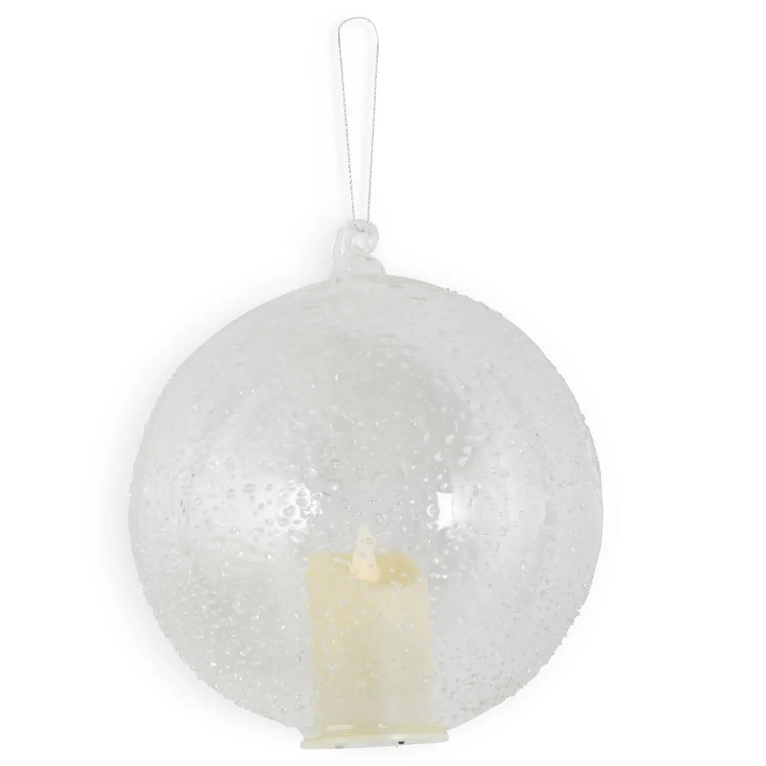 LED Textured Clear Glass Ornament w/ timer 5.75" - Marcel’s Culinary Experience