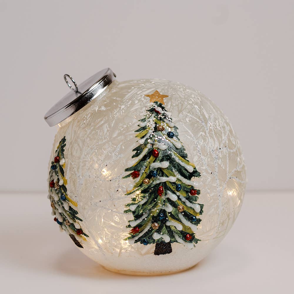 Christmas Trees Ornament Crackle Glass LED