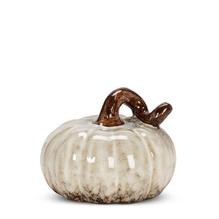 Ivory Mini Glazed Ceramic Pumpkin